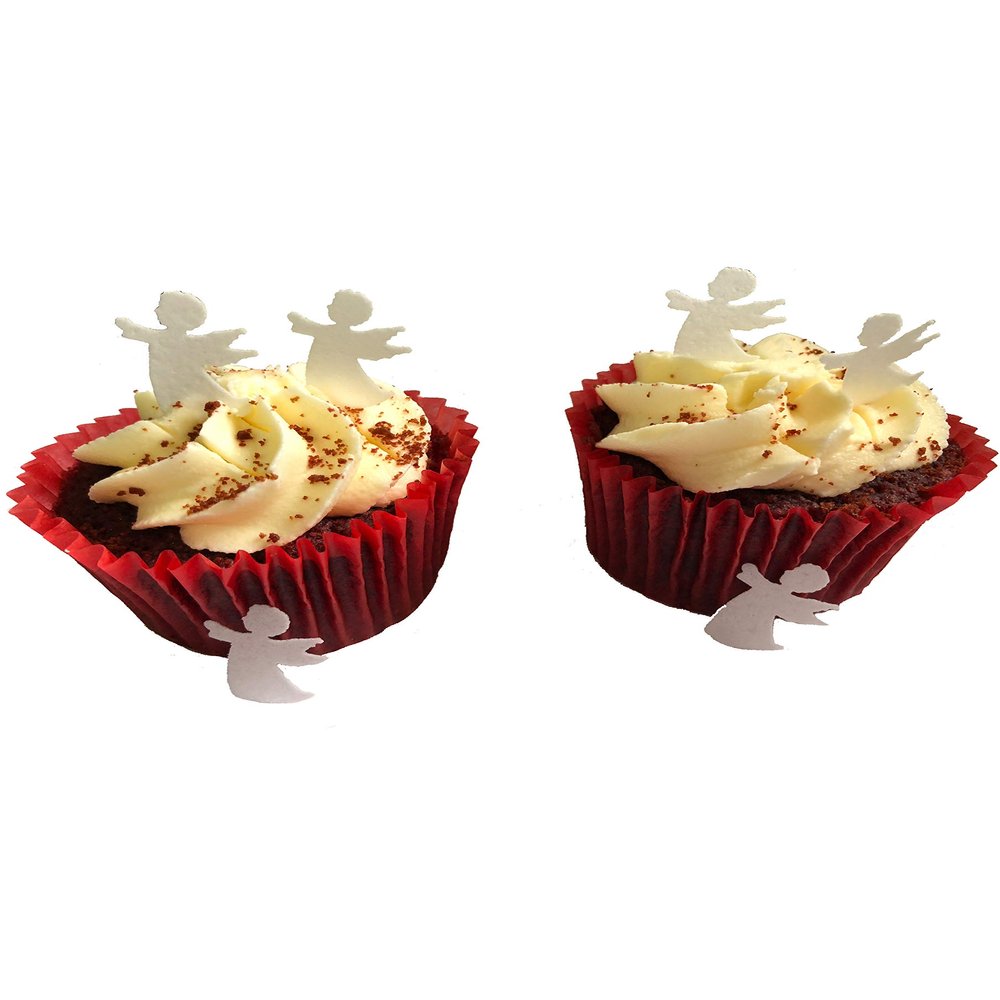 100 Precut White Edible Wafer Paper Mini Christmas ANGELS Cake Toppers - Perfect for Christmas Cupcakes or Table Decorations