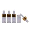 15Pcs Clear Essential Oil Bottles 1ml/2ml/3ml Tiny Glass Dropping Bottle Vials Refillable Aromatherapy Eye Dropper Bottle Cosmetic Sample Container Pot with Gold Cap and White Latex (3ml) view 1