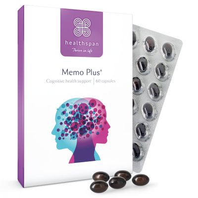 Healthspan Memo Plus (2 months' supply) | To support your brain Health & cognitive function | 350mg Advanced Phospholipid Complex | 179mg Omega 3 Fish Oil | 75g Iodine | Friend of the Sea | One-a-day