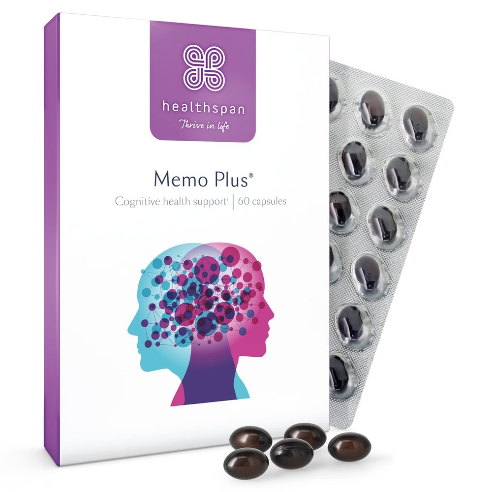 Healthspan Memo Plus (2 months' supply) | To support your brain Health & cognitive function | 350mg Advanced Phospholipid Complex | 179mg Omega 3 Fish Oil | 75g Iodine | Friend of the Sea | One-a-day