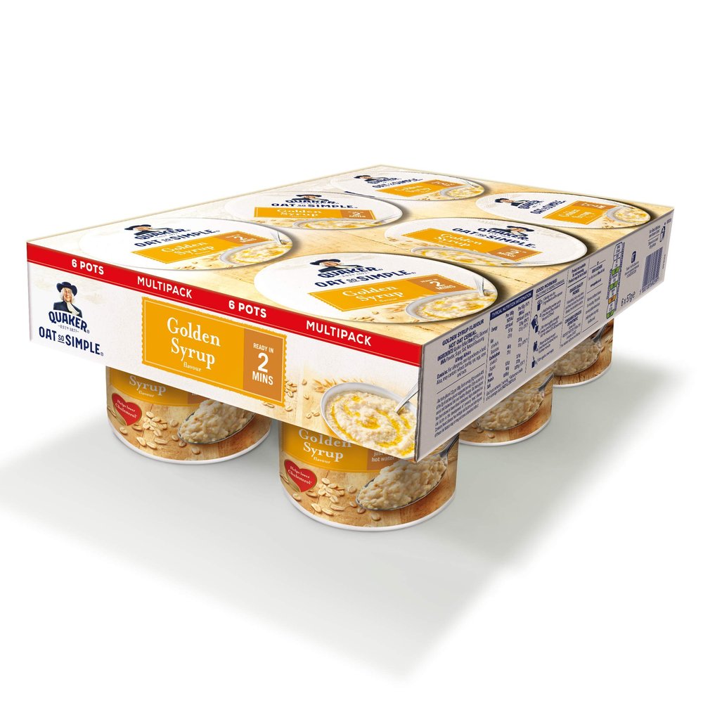 Quaker Oat So Simple Golden Syrup Porridge Pots, 6 x 57 g