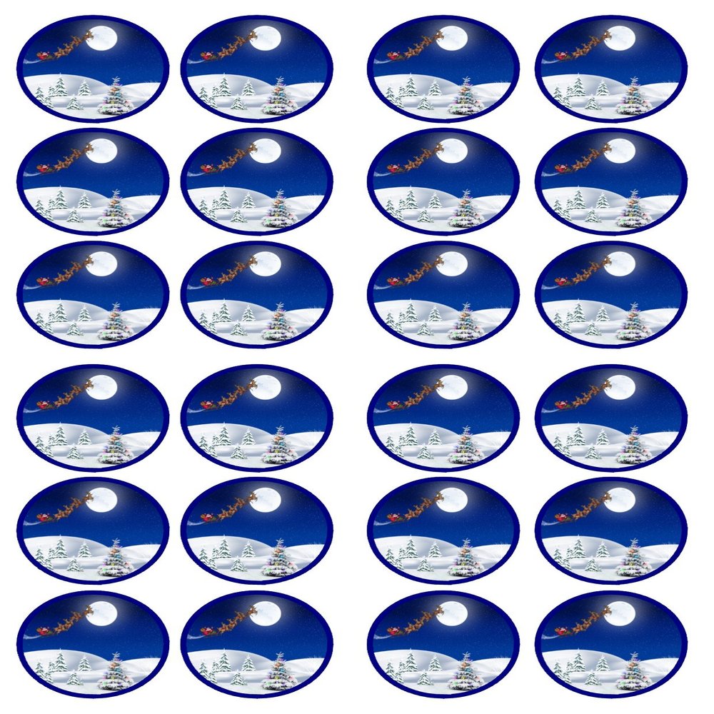 24 Christmas Scene PRECUT Edible Cupcake Toppers - wafer card disc cake decorations (PRECUT)