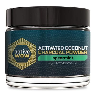 Active Wow Activated Coconut Charcoal Powder (Spearmint), 20 g (Pack of 1)