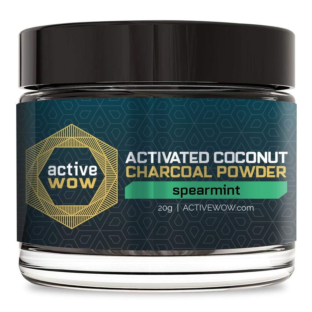 Active Wow Activated Coconut Charcoal Powder (Spearmint), 20 g (Pack of 1)