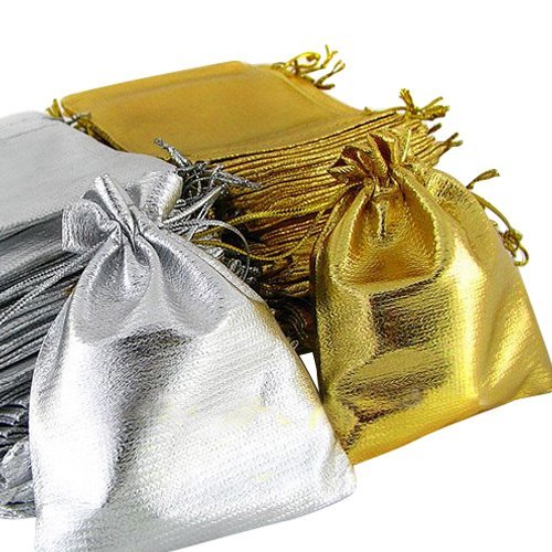 Brussels08 25 Pcs Sheer Organza Drawstring Pouches Samples Display Jewelry Bag Party Favor Wedding Candy Gift Bags Candy Wrap Bags for Festival Wedding Party Christmas Favor Gift Bags Golden