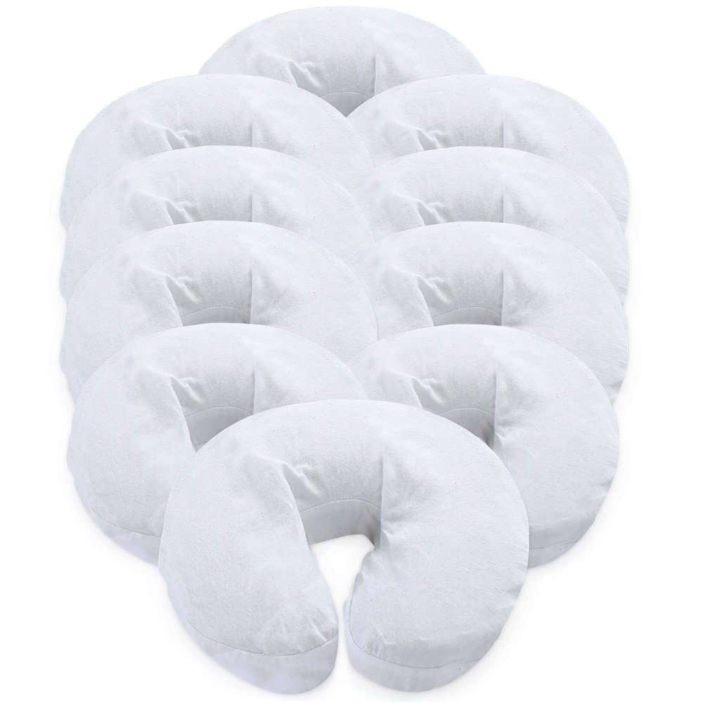 London Linens Premium Extra Thick 100% COTTON Flannel Massage Face Cradle Cover, Includes 10 pcs (White)