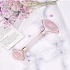 100% Rose Quartz Facial Roller Massager for Neck Eyes Neck Hand Back and Body Anti ageing Skin Tightening Tool Helps Promoting Blood Circulation view 1