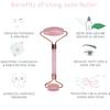 100% Rose Quartz Facial Roller Massager for Neck Eyes Neck Hand Back and Body Anti ageing Skin Tightening Tool Helps Promoting Blood Circulation view 3