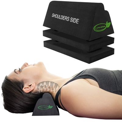 Lumia Wellness Cervical Orthotic Traction Block | Firm | Spinal & Neck Alignment | 3-Height Adjustable Design | Cervical Traction Device & Neck Stretcher
