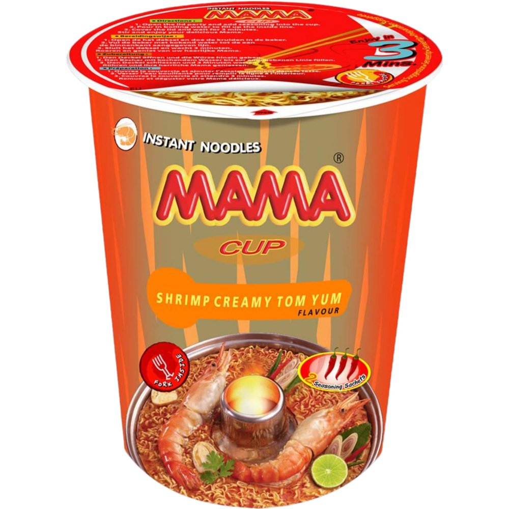 MAMA Instant Cup Noodle Shrimp Creamy, 70 g - Pack of 16