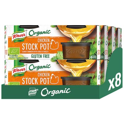 Knorr Organic Stock Pot Chicken, Rich And Delicious Taste, Gluten Free With Natural Flavours For The Perfect Family Meals, Stew And Soup Large Pack of 8 (104 g)