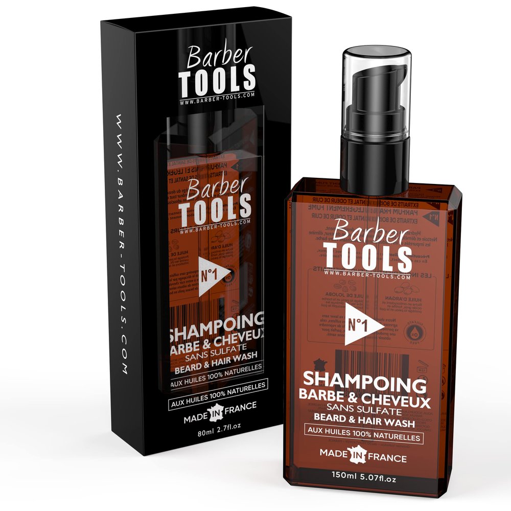 Beard Shampoo SULPHATE-FREE - 150ml based on Argan Oil and Jojoba Oil | For the maintenance and care of beard - MADE IN FRANCE  BARBER TOOLS 