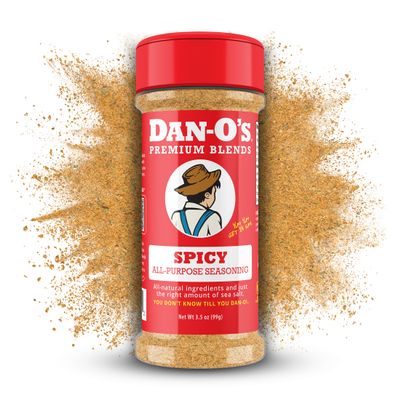 Dan-O's Spicy Seasoning, 3.5 oz Bottle, Hot Seasoning for Chicken, Wings, Burger Patties, Veggies and More, Sugar Free, Zero Calorie, Use this Spicy Blend to Craft a Marinade, Dry Rub or Sauce