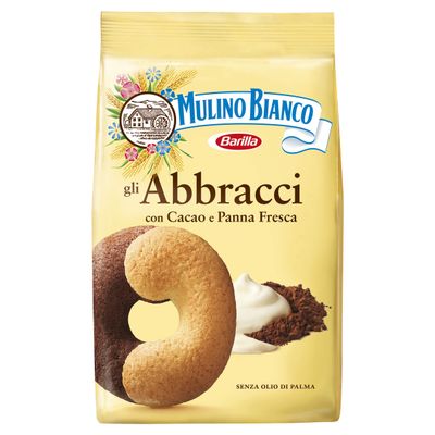 Barilla Mulino Bianco Abbracci Biscuits, Chocolate and Cream, Pack of 12 x 350g