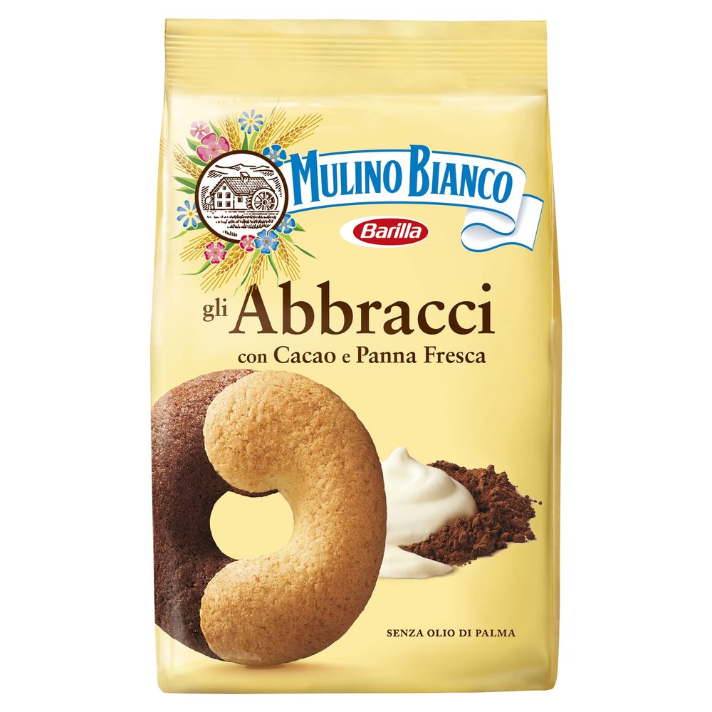 Barilla Mulino Bianco Abbracci Biscuits, Chocolate and Cream, Pack of 12 x 350g
