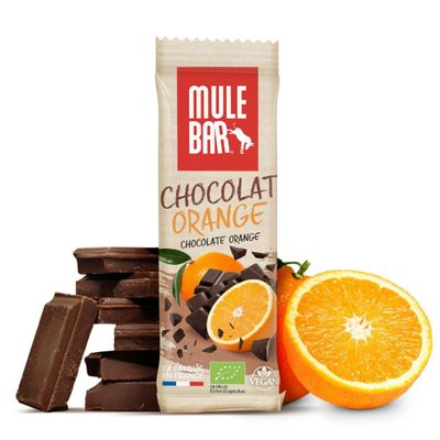 Mulebar - Energy bar - Chocolate - 40g - Orange - Organic - Vegan - Made in France