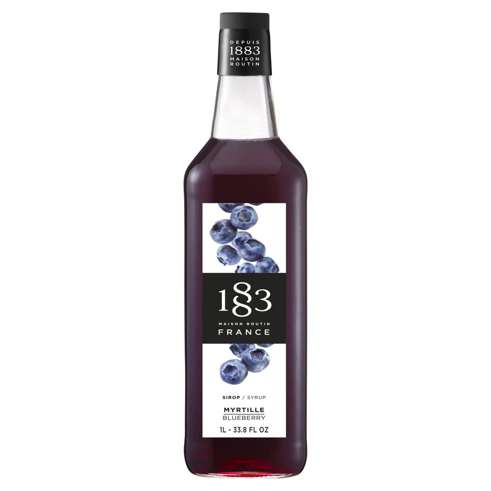 1883 Maison Routin Premium Blueberry Syrup  Natural Fruit Syrup, Perfect for Cocktails & Mocktails, Ice Tea, Smoothies, Desserts  Vegan-Friendly, Allergen-Free  1L PET Bottle