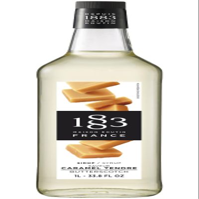 1883 Maison Routin Premium Butterscotch Syrup Caramelised Dessert Syrup for Coffee, Cocktails, Hot Chocolate and Baking Vegan-Friendly, No Preservatives 1L Glass Bottle