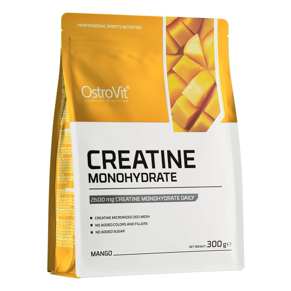 Ostrovit Creatine Monohydrate Package of 1 x 300g with Taurine and Vitamin B6 - No Aspartame and Sugar (Mango)