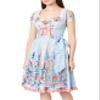 3-Piece Midi Dirndl Set Costume Dress Oktoberfest Blouse 36-46, Blue/Pink/White, XXL view 2