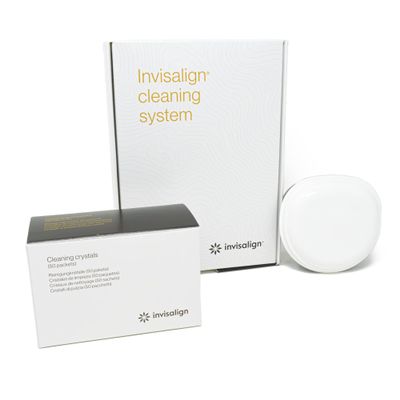 Invisalign Cleaning Crystals for Clear Aligners and Retainers with Tub, (50 Packets)