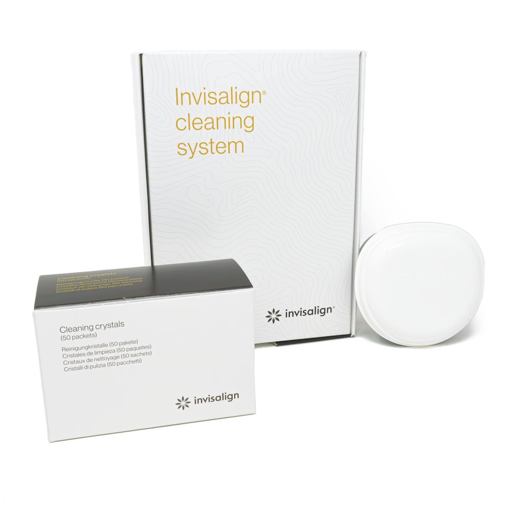 Invisalign Cleaning Crystals for Clear Aligners and Retainers with Tub, (50 Packets)