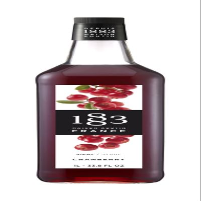 1883 Maison Routin Cranberry Premium Syrup for Cocktails, Mocktails, Spritzers Bar Syrup 1L Glass Bottle