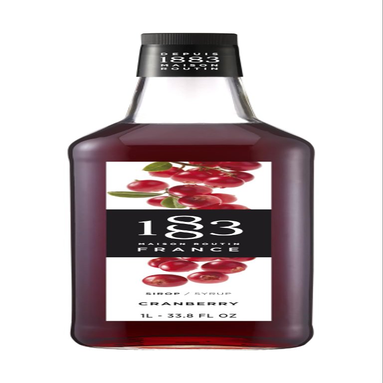 1883 Maison Routin Cranberry Premium Syrup for Cocktails, Mocktails, Spritzers Bar Syrup 1L Glass Bottle