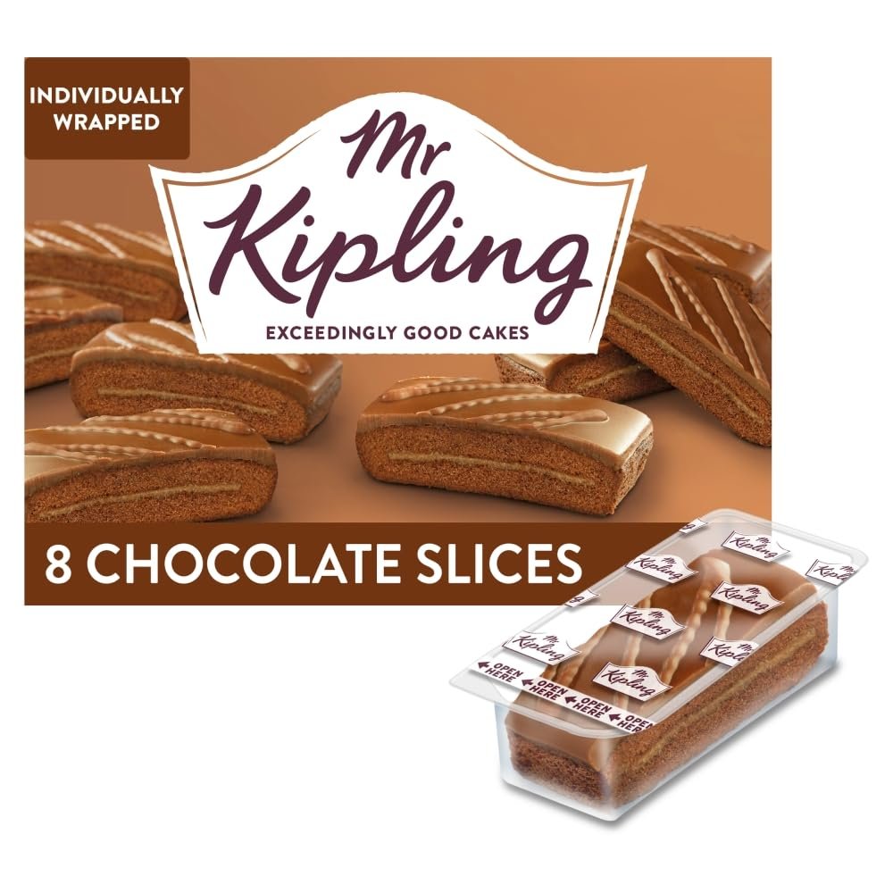 Mr Kipling Chocolate Cake Slices, 8 Treats  Perfect For Snacking On-the-Go (Pack of 1)