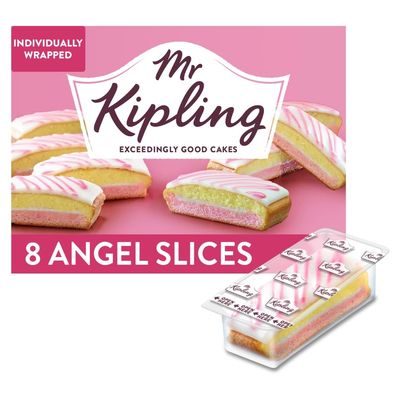 Mr Kipling Angel Cake Slices, 8 Treats  Perfect For Snacking On-the-Go (Pack of 1)