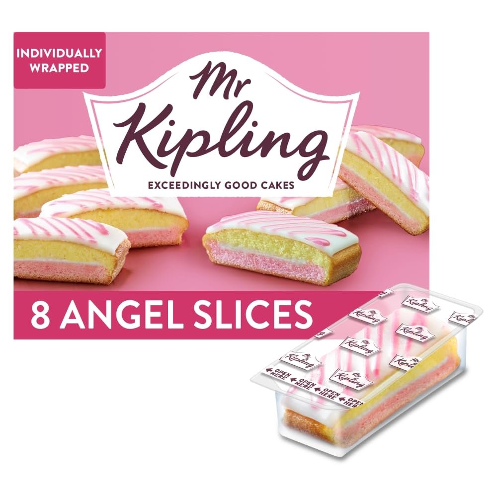 Mr Kipling Angel Cake Slices, 8 Treats  Perfect For Snacking On-the-Go (Pack of 1)