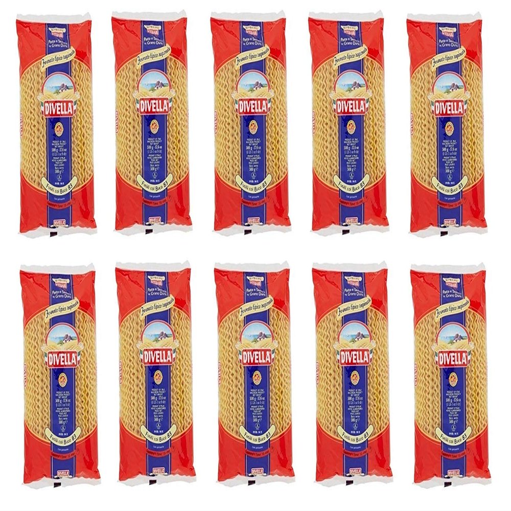 10x Pasta Divella 100% Italian No. 83 Fusilli Col Buco 500 g