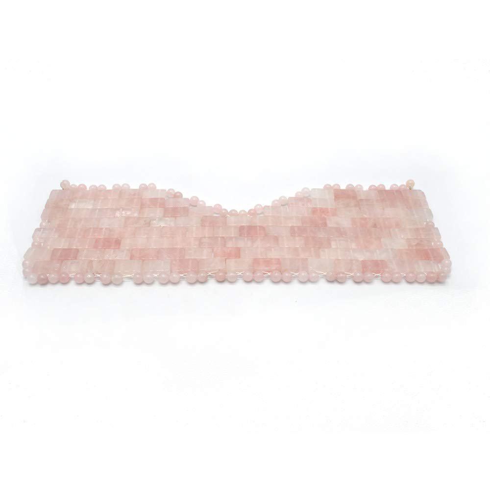 100% Natural Jade Eye Mask, Rose Quartz Eye Mask and Beads, Natural Jade Sleep Mask, Blindfold, Super Smooth Eye Mask, Anti-Aging Hot or Cold Therapy, Soothing Cooling Detoxifying