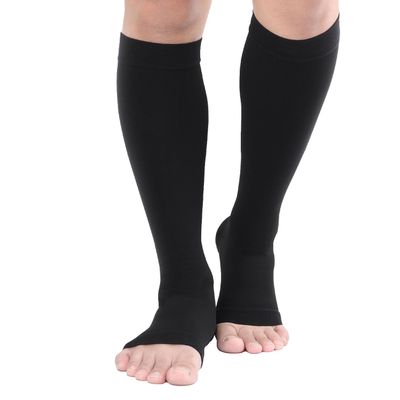 TOFLY Knee High Compression Stockings, Open-Toe, Firm Support 15-20mmHg Opaque Maternity Pregnancy Compression Socks, Ankle & Arch Support, Swelling, Varicose Veins, Edema Black S