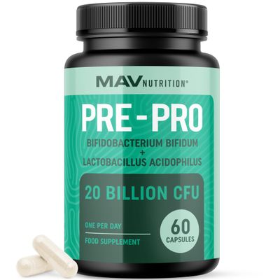 Probiotic and Prebiotic Capsules | Synbiotic Gut Health & Bloating Support for Women & Men | Enzymes with Pre and Probiotics for Gut Health Supplements | 20 Billion CFU | Non-GMO, Vegetarian | 60 Ct