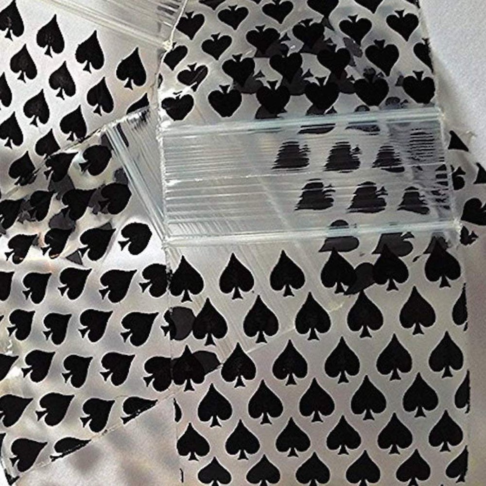 200-1.25" x 1.25" 125125 Black Spades Small Zipper Lock Baggies Craft Resealable Plastic Baggy 2 Mil Zipper Poly Bags
