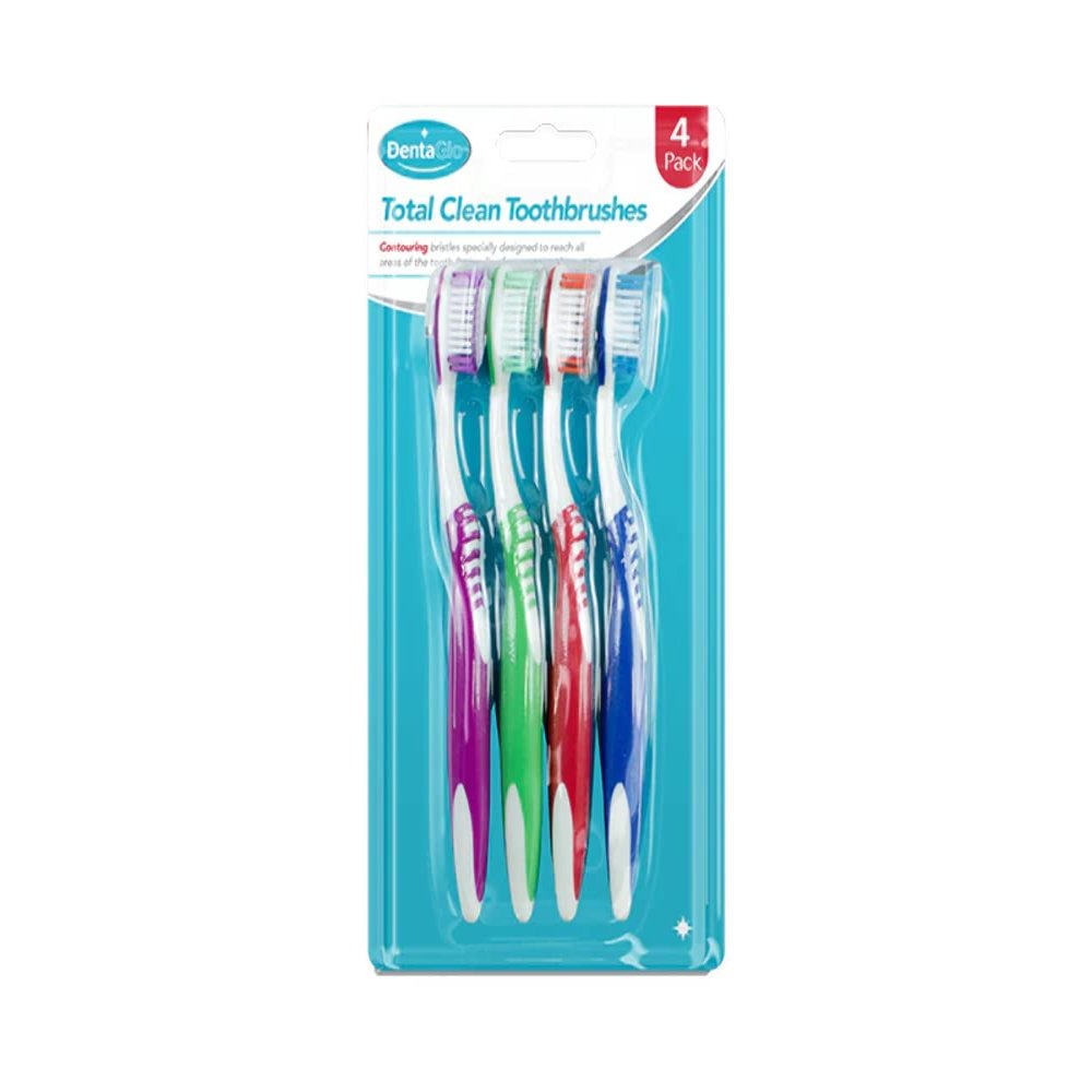 Multicolor Plastic & Thermo Rubber Toothbrushes, 15.5cm x 1.5cm (Pack of 4) - Precision Contouring Design for Comprehensive Teeth & Gum Cleaning