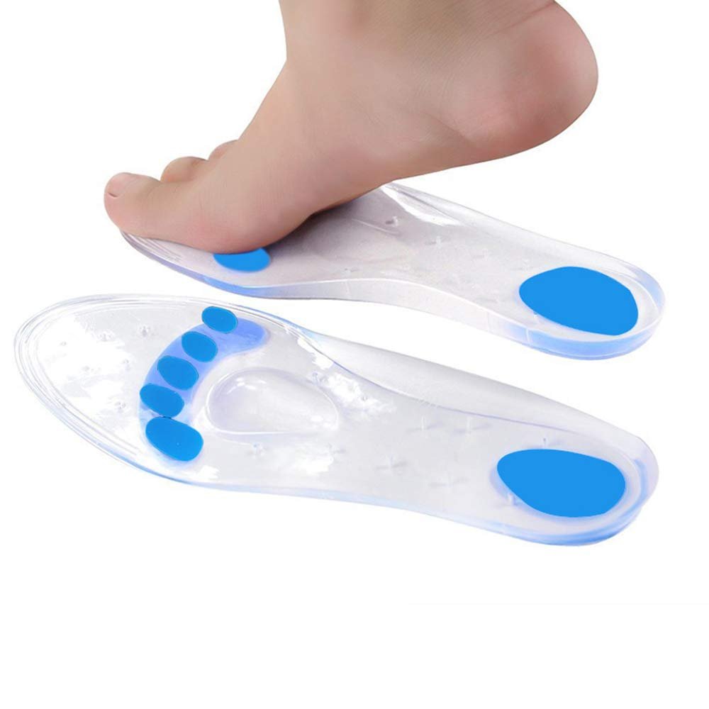 1Pair Foot Massage Silicone Insoles Plantar Fasciitis Shoe Inserts for Foot Massage Soft Gel Arch Support Orthopedic Foot Care Metatarsal Insoles Unisex
