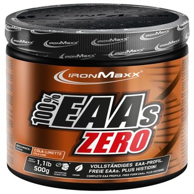 IronMaxx 100% EAAs Zero Amino Acids Powder, Sugar Free, Cola and Lime Flavour, 1 x 500 g