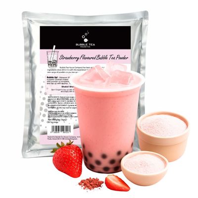 Strawberry Bubble Tea Powder 1 kg 3 in 1 Drink Mix Gluten Free, Lactose Free, Vegetarian Makes 33 Servings Easy to Prepare Hot or Cold for Caf-Style Boba Tea