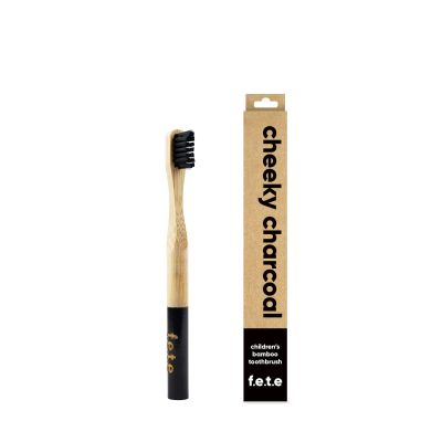 f.e.t.e | Cheeky Charcoal Children's Bamboo Toothbrush | Biodegradable & Compostable Handle | Recyclable Soft Bristles | Sustainable | Vegan