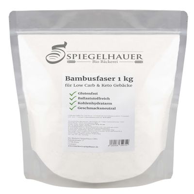 Bamboo Fiber 1 kg - The Perfect Low carb Flour for Baking, dusting, flouring and Rolling - Carbohydrate-Free