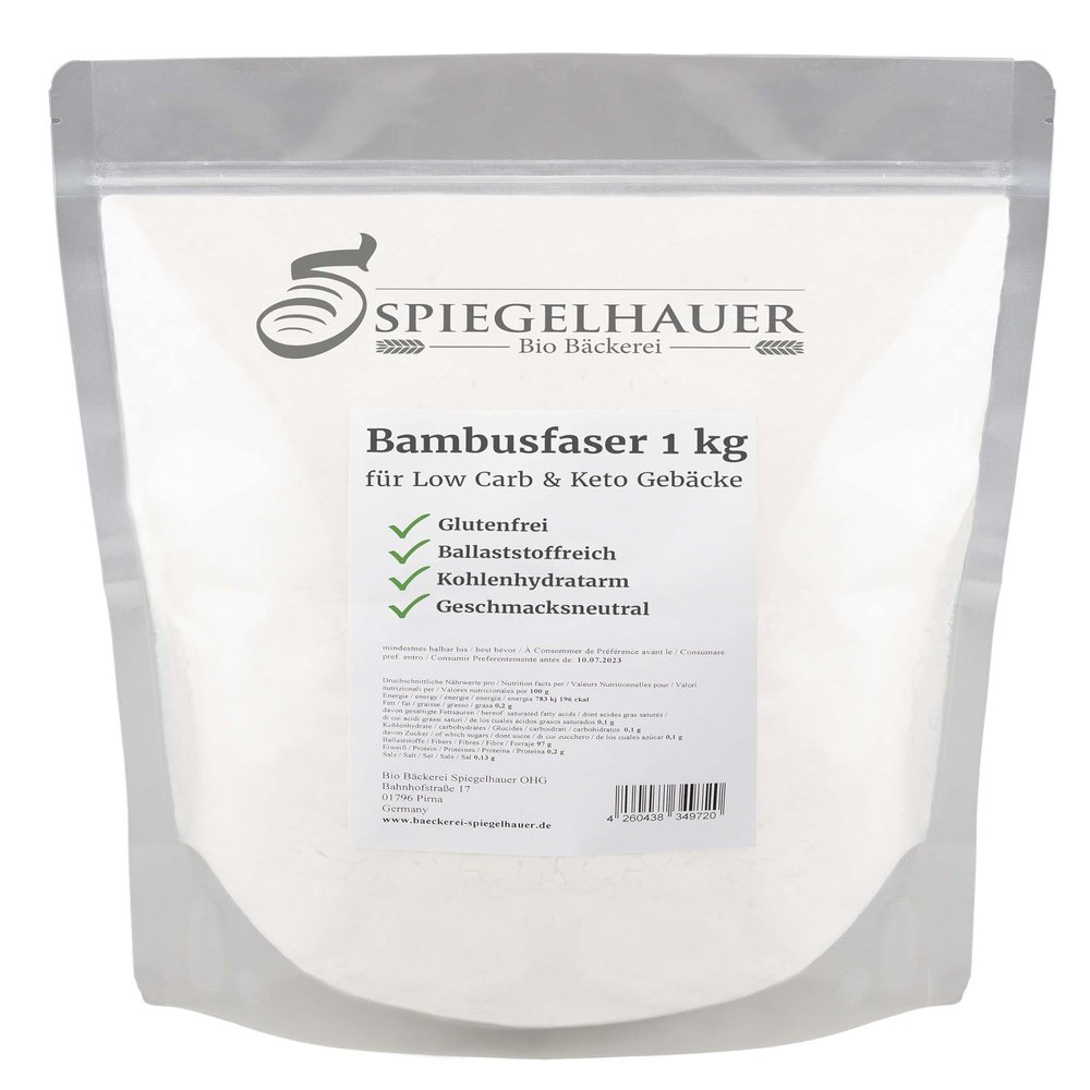Bamboo Fiber 1 kg - The Perfect Low carb Flour for Baking, dusting, flouring and Rolling - Carbohydrate-Free
