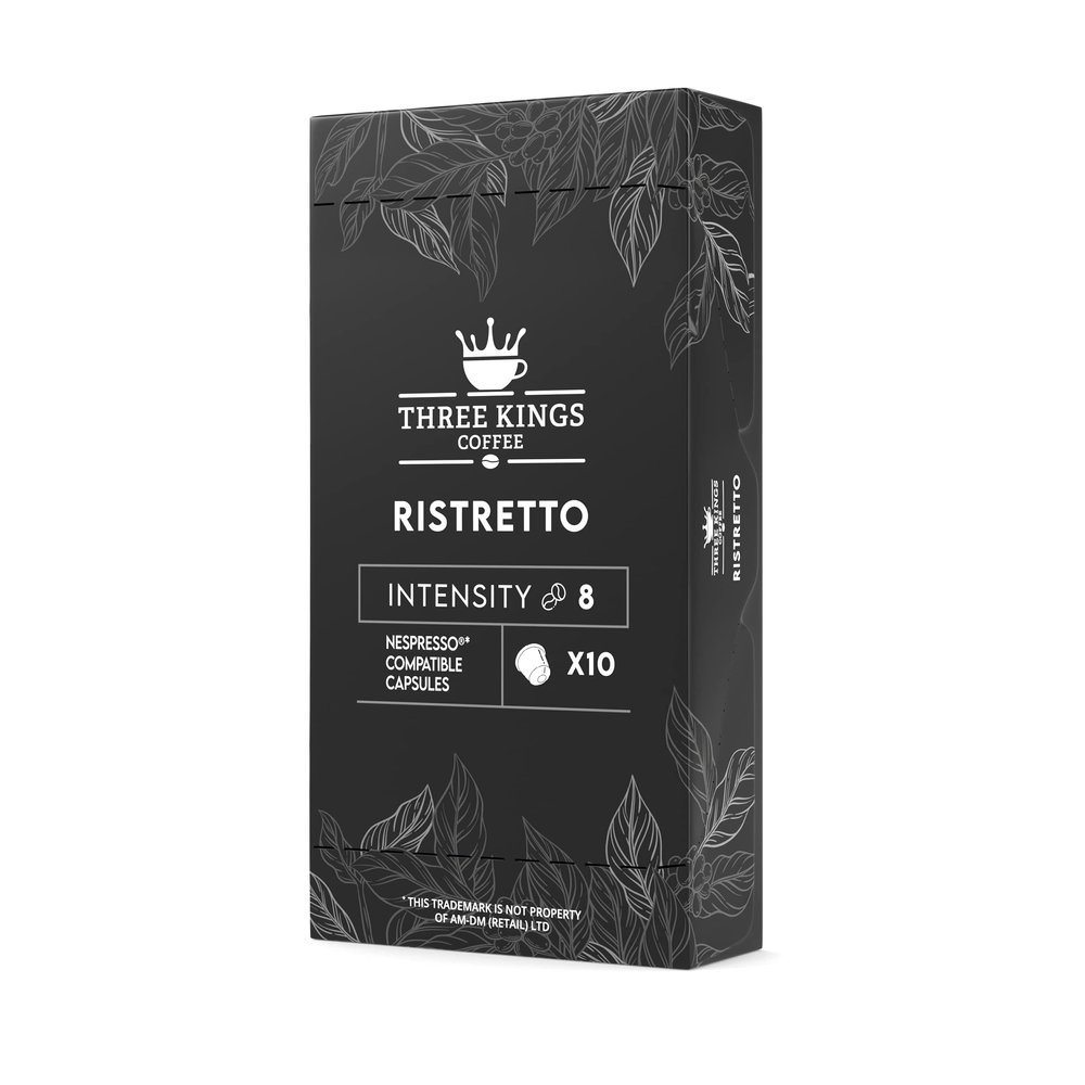 100 Pcs Three Kings Coffee Capsules Compatible with Nespresso Decaf Coffee Pods for Nespresso Machines Ristretto Blend