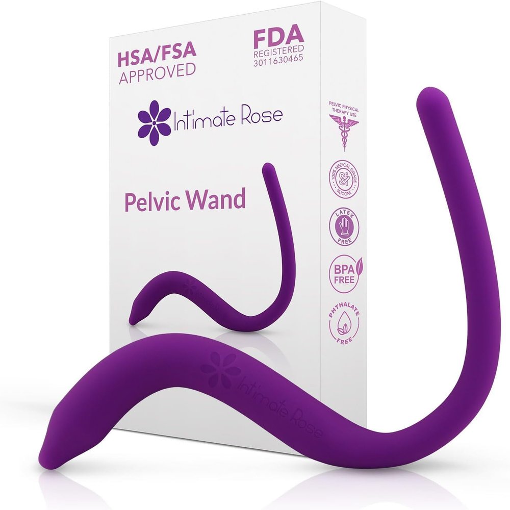 IntimateRose Pelvic Wand, Pelvic Floor Muscle Trigger Point Massager, Perineal Massage Tool for Pelvic Physical Therapy & Pain Relief, BPA-Free, Latex-Free, Standard (Non-Vibration)