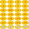 INDIGOS UG - Aufkleber fr Adventskalender 1 to 24 - Gelb + Bonus Vintage Style - Labels - Stickers - Weihnachtskalender - Weihnachten - Advent - rund - DIY Cut - JDM - Zum Aufkleben view 1