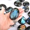 June&Ann Natural Labradorite Palm Stones, Healing Gemstone Therapy Worry Crystal Stones for Meditation Chakra Balancing Collection, Irregular Shape view 3