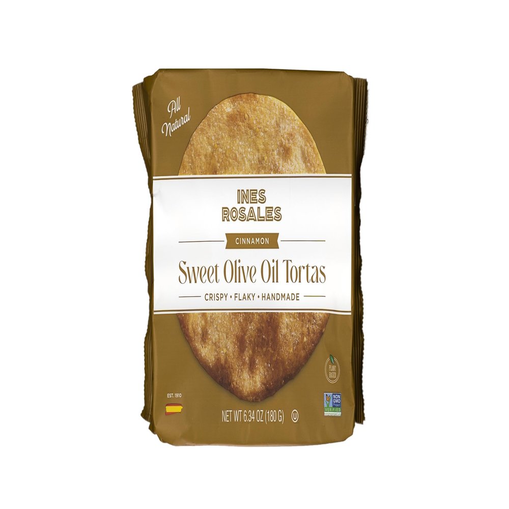 Ines Rosales Cinnamon Sweet Olive Oil Tortas (Pack of 2) (Tortas Aceite con Canela) 6.34 Oz (180 g) pack, contains six Fine Mediterranean Crisps (Tortas) individually wrapped