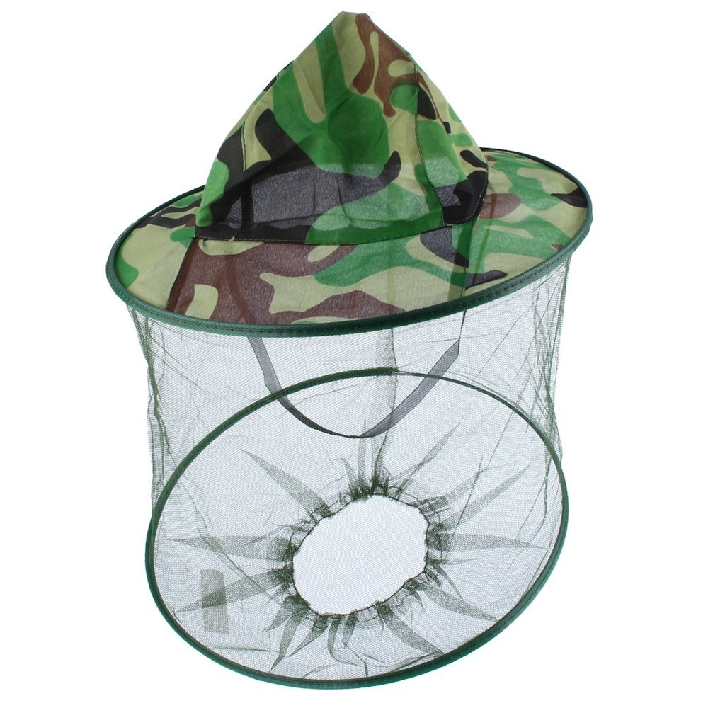 Asixx Mosquito Head Net Hat, Midge Mosquito Insect Hat Mesh Fishing Caps Head Net Face Protector Camouflage Camping Kit