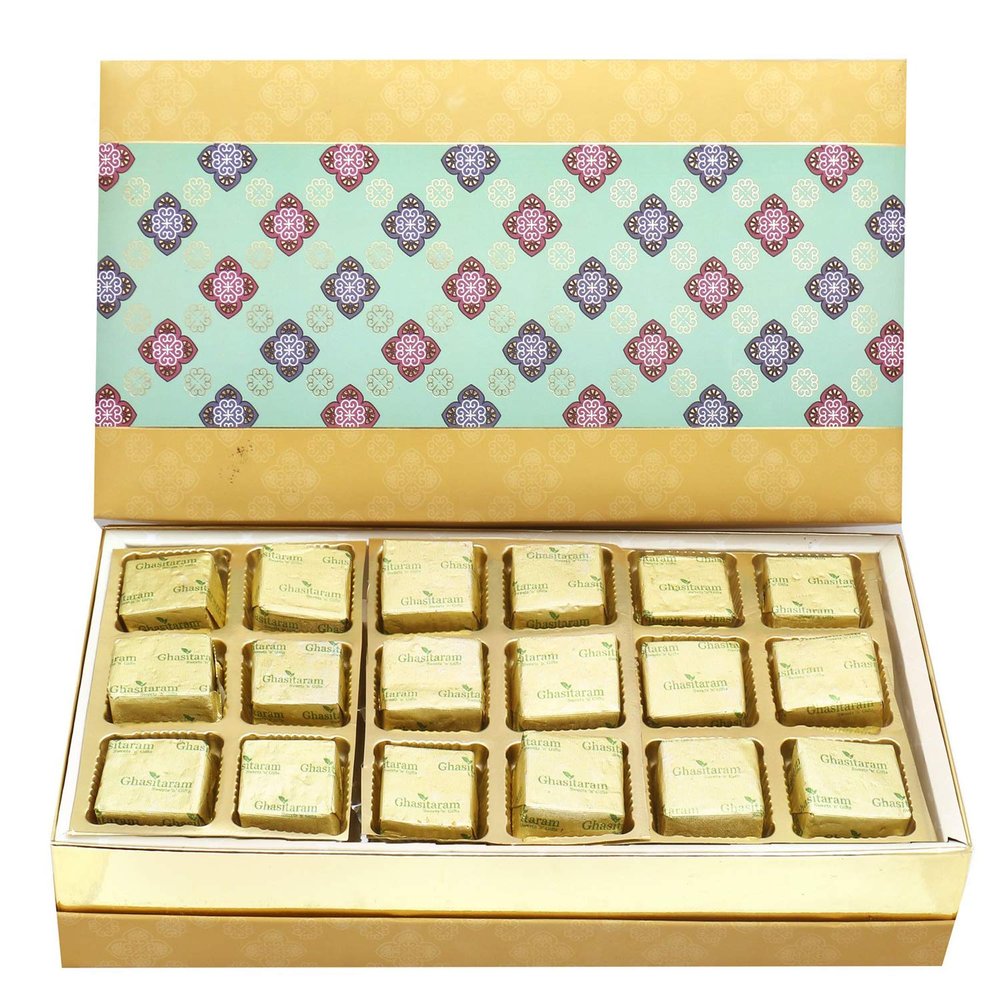 Ghasitaram Gifts Diwali Gifts Diwali Chocolates - 5 Part Print 18 Pcs Chocolate Box